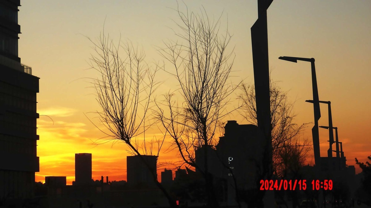 腊月初五晚霞和月牙