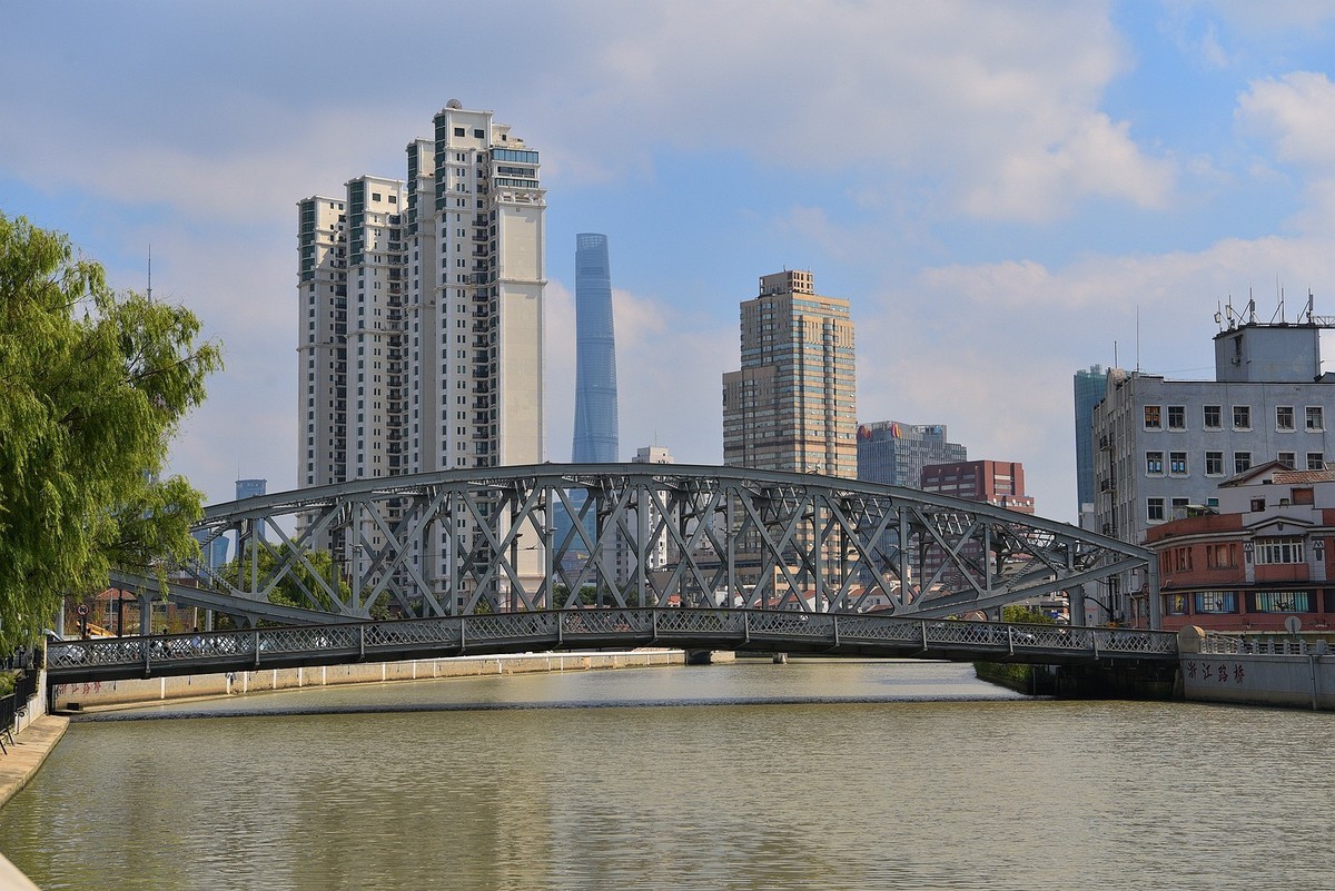 上海苏州河从西藏路桥到外白渡桥掠影上