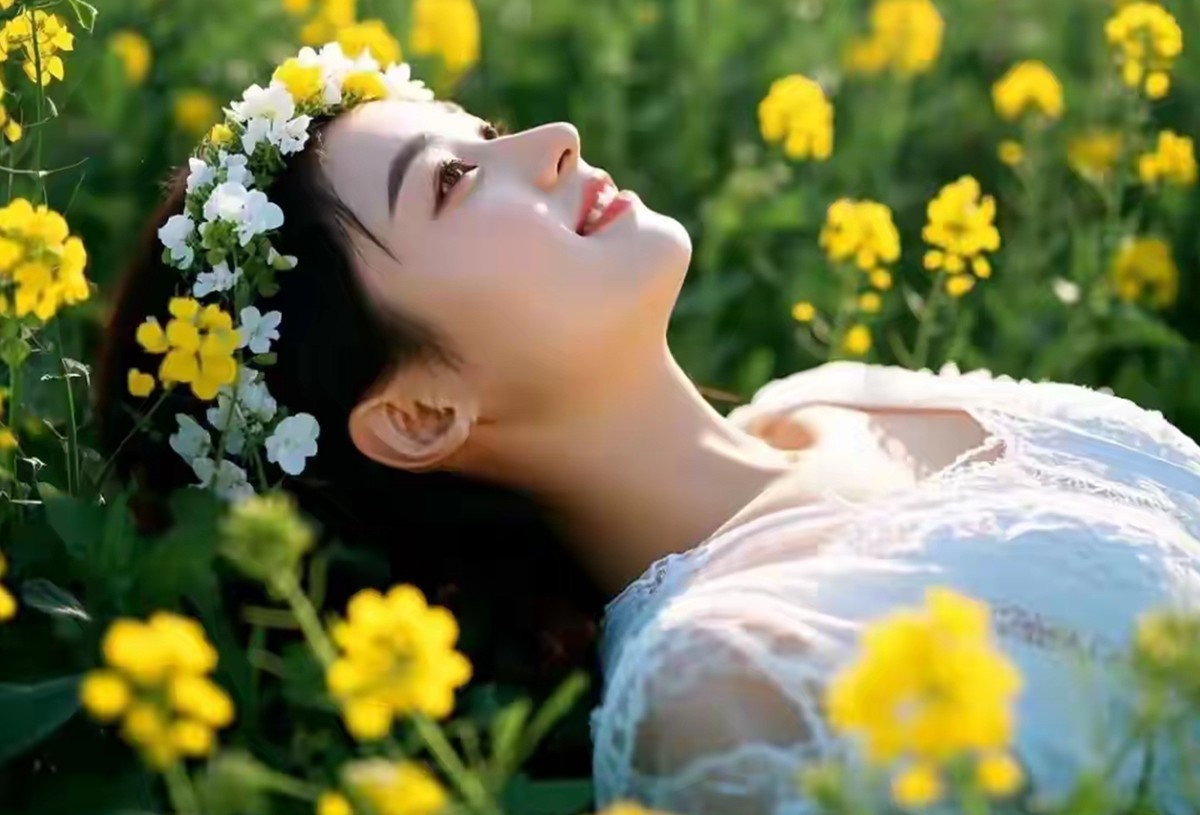 油菜花香映美女