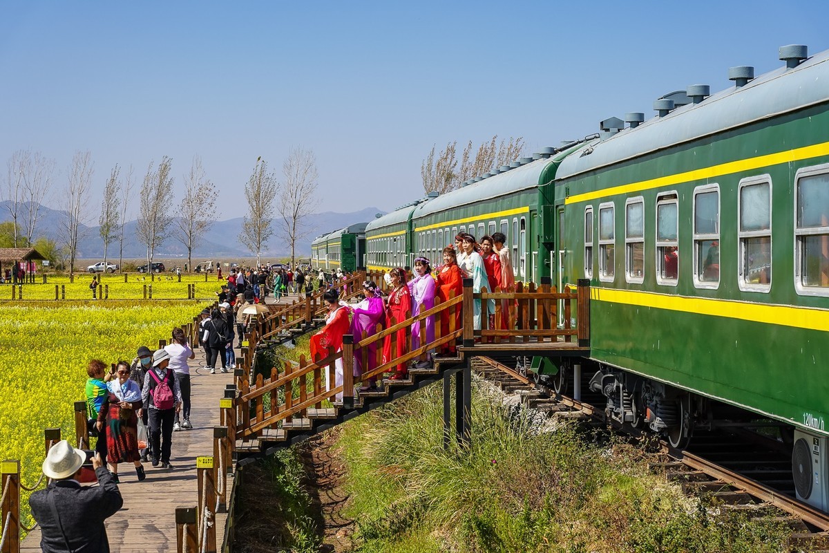 春日记忆—绿皮火车+油菜花海