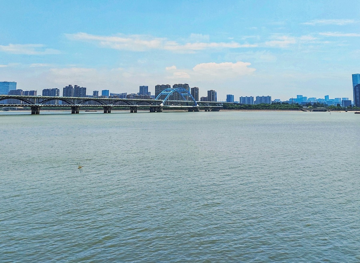 杭州钱塘江大桥及两岸城市风光