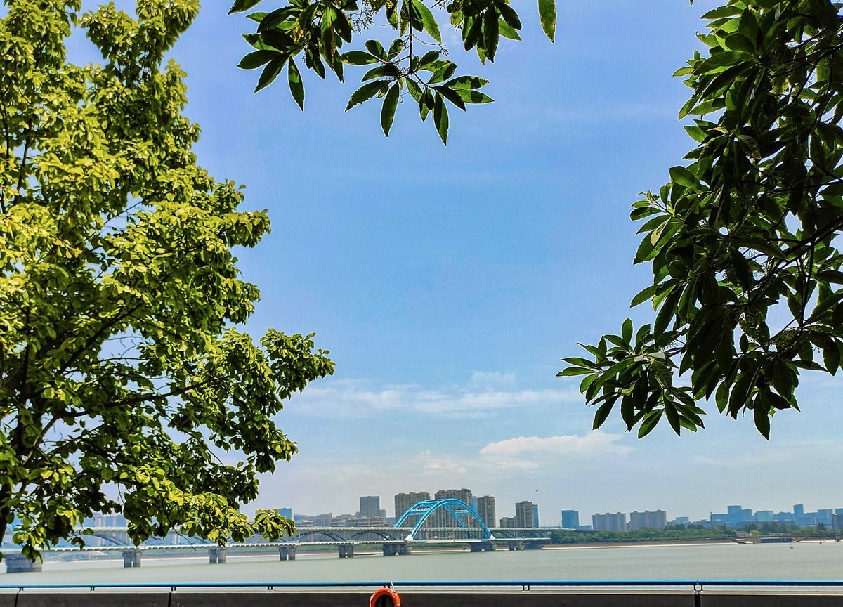 杭州钱塘江大桥及两岸城市风光