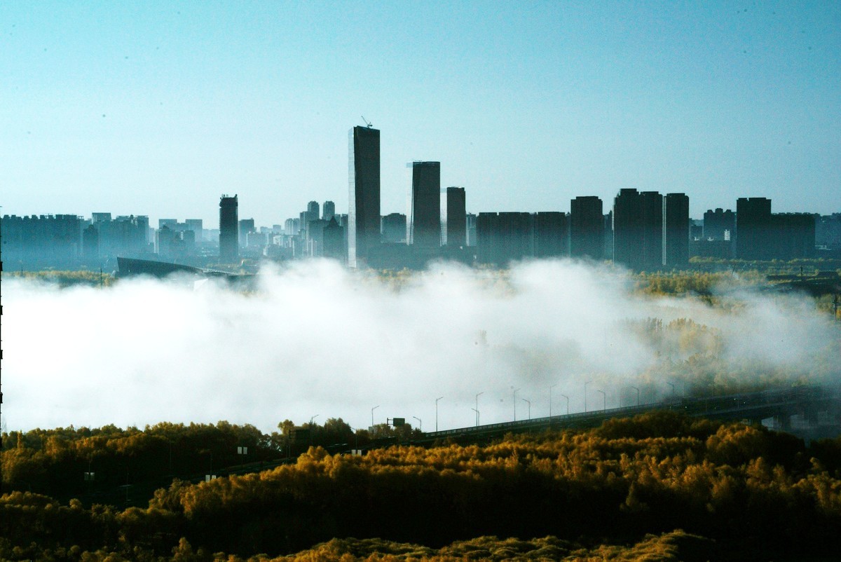 松花江畔的晨雾