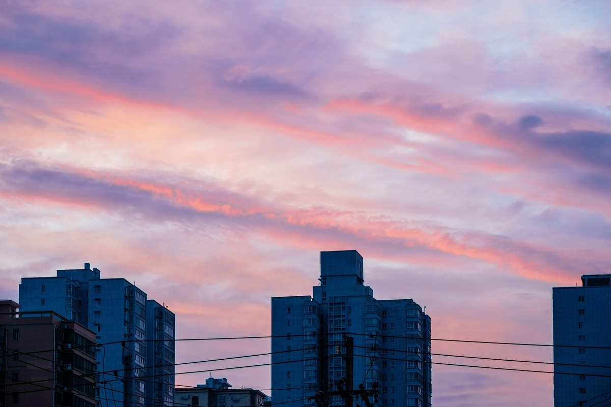陕西渭南早霞万丈等欣欣向荣