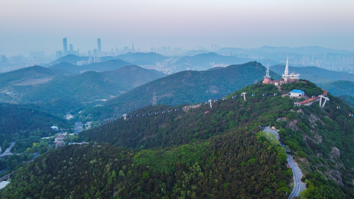 航拍星海湾平流雾