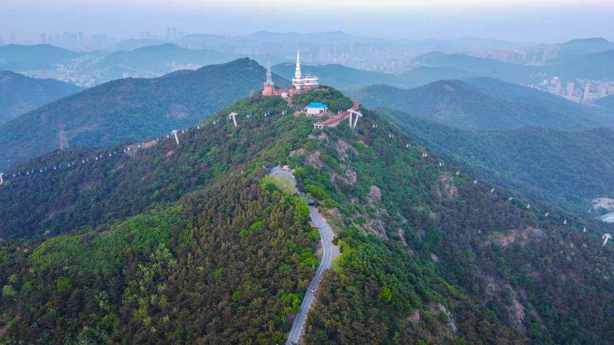 航拍星海湾平流雾