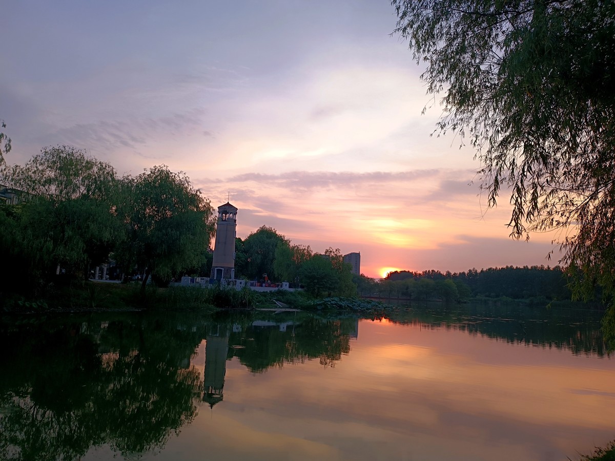 夕照莲花湖