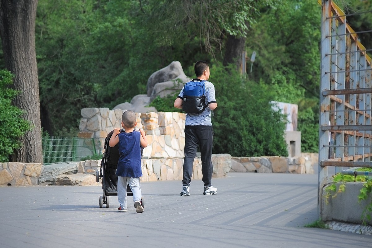 父与子的游园身影