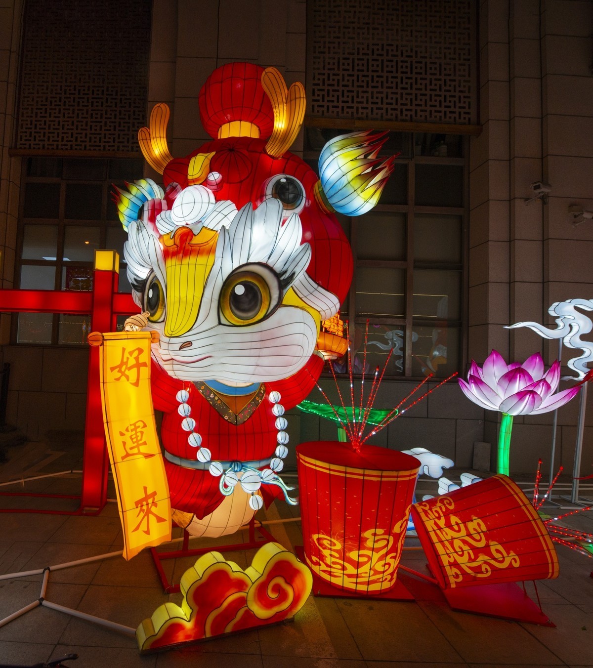 杨柳青镇的春节彩灯
