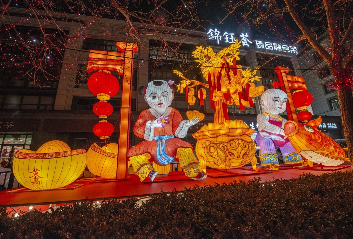 杨柳青镇的春节彩灯