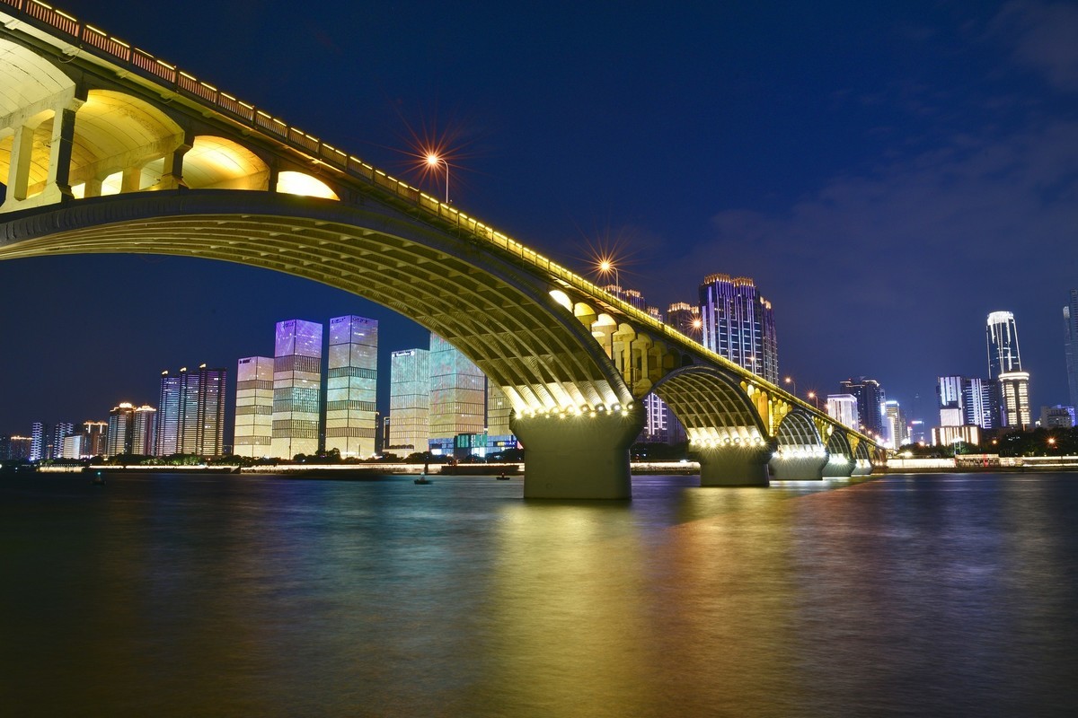 长沙湘江岸畔璀璨夜景