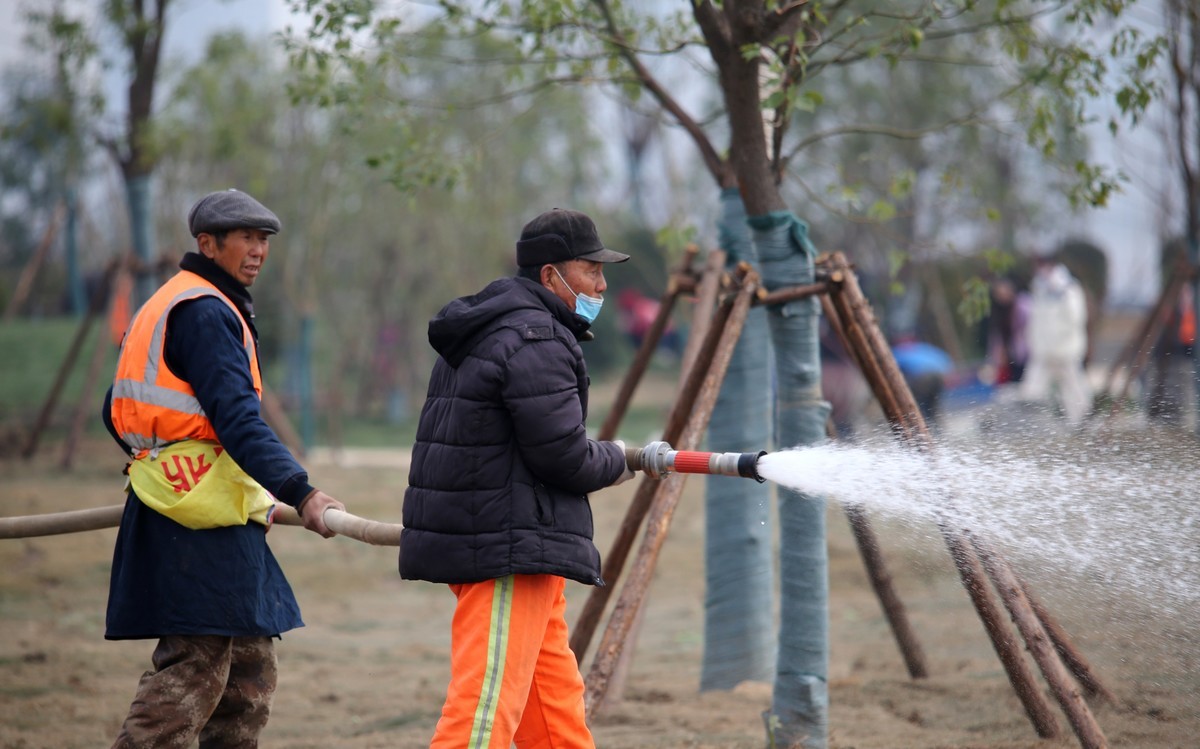 滨河景观带随拍之辛勤的园丁