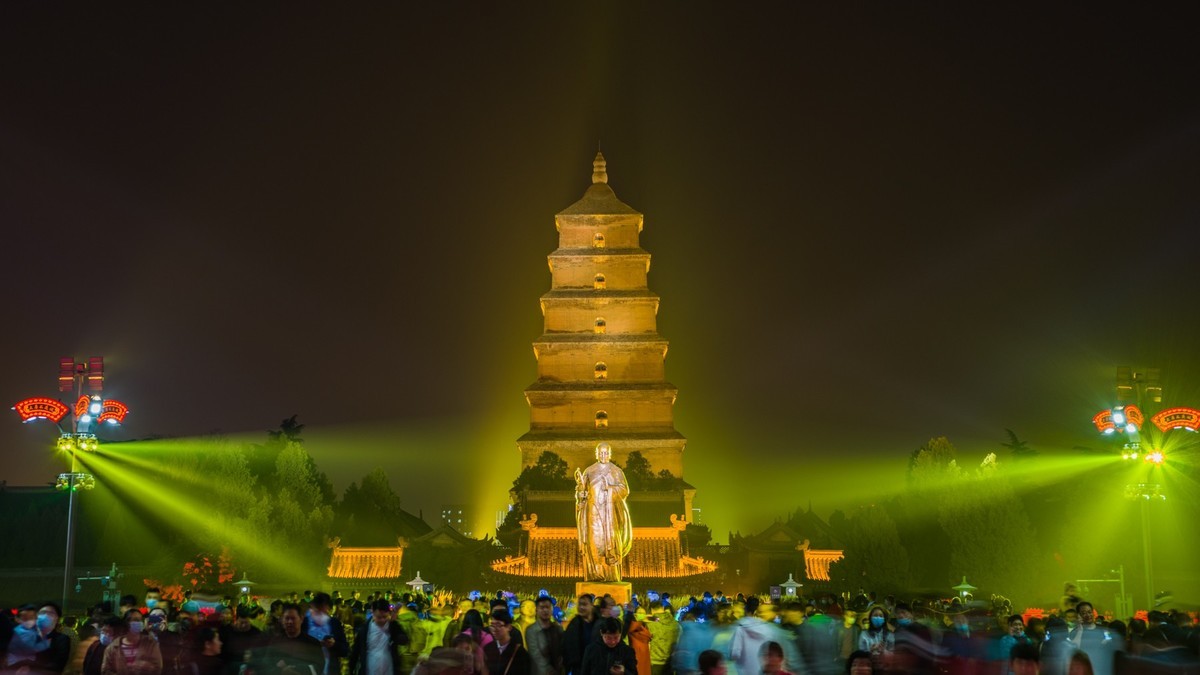 21.3川西行（三）-------西安大慈恩寺，大雁塔夜景