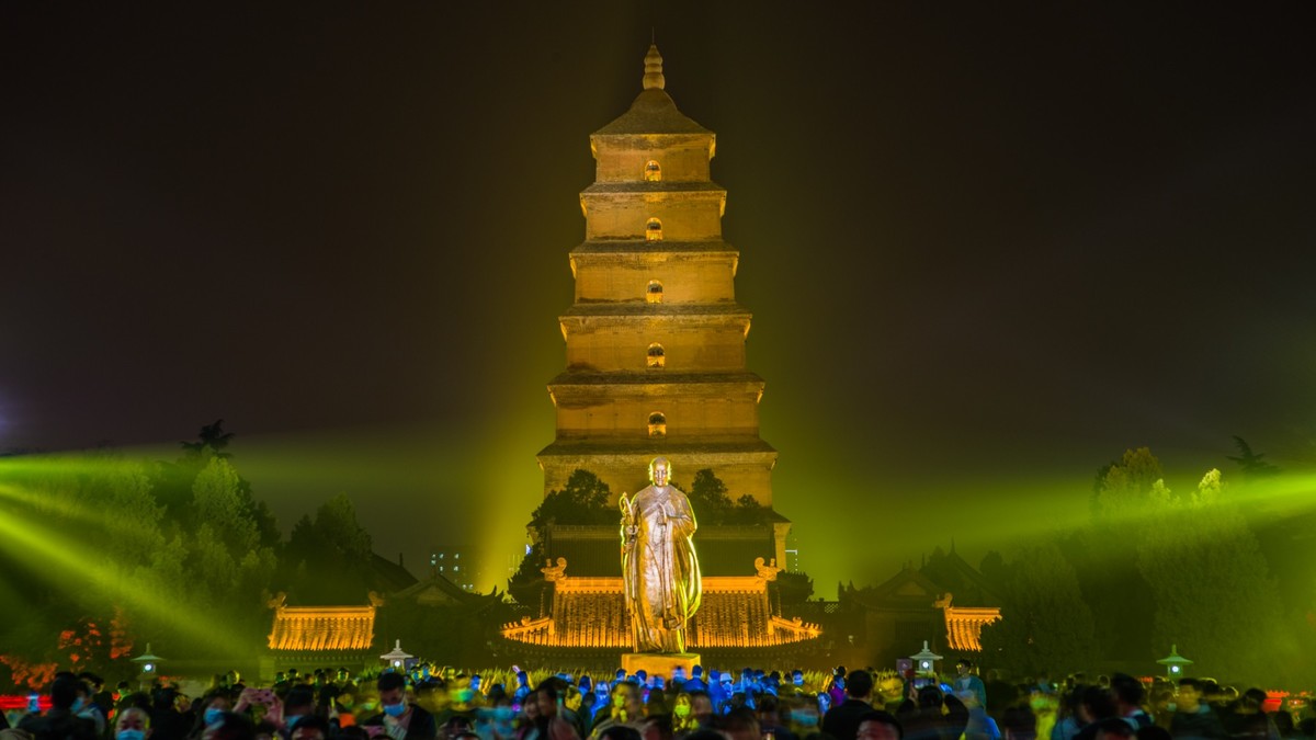 21.3川西行（三）-------西安大慈恩寺，大雁塔夜景