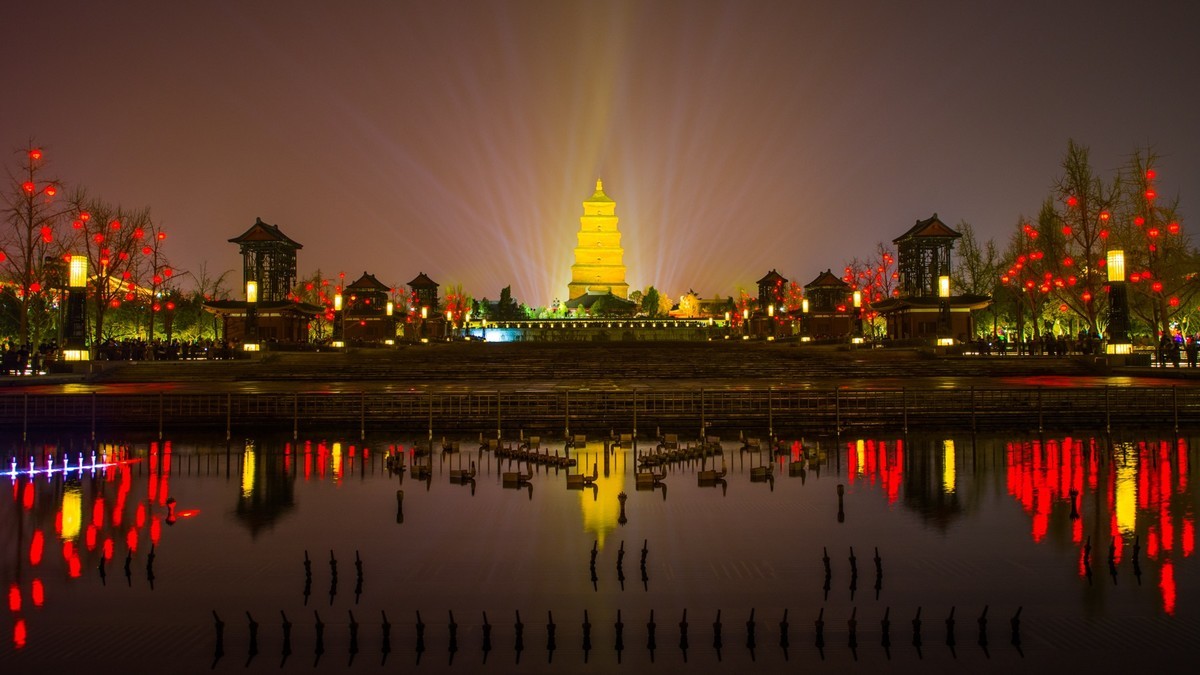 21.3川西行（三）-------西安大慈恩寺，大雁塔夜景