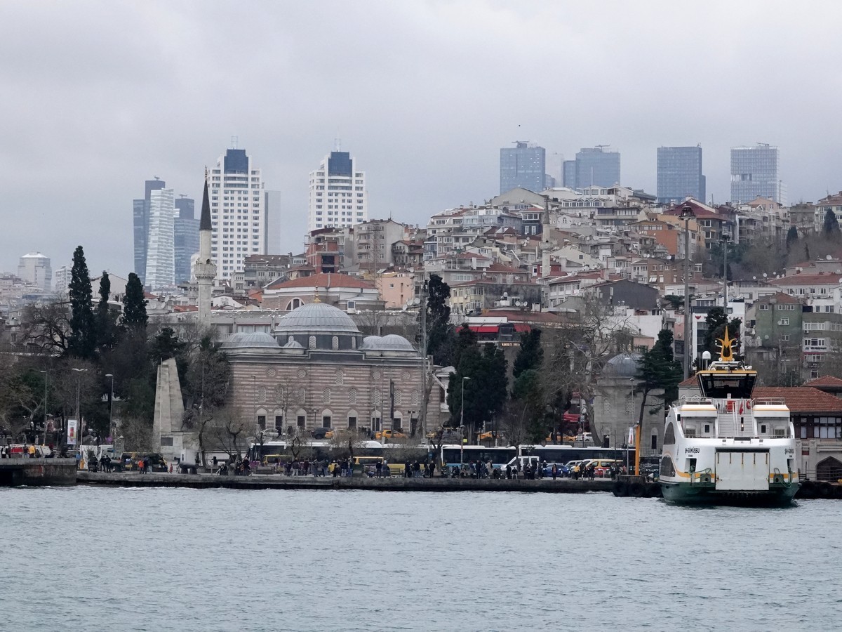 坐船欣赏博斯普鲁斯海峡两岸风光（伊斯坦布尔）