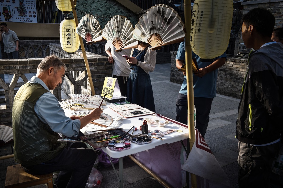 现场画扇的名家