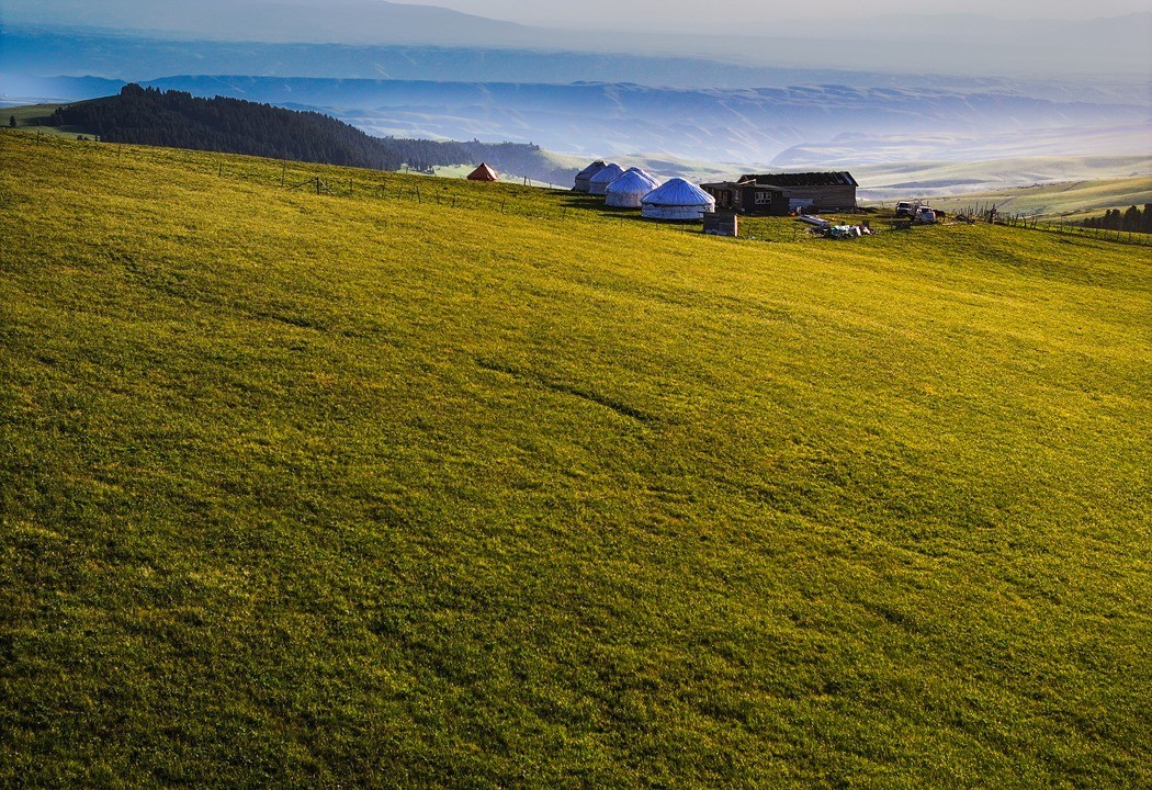 哈萨克的绿毯天边、