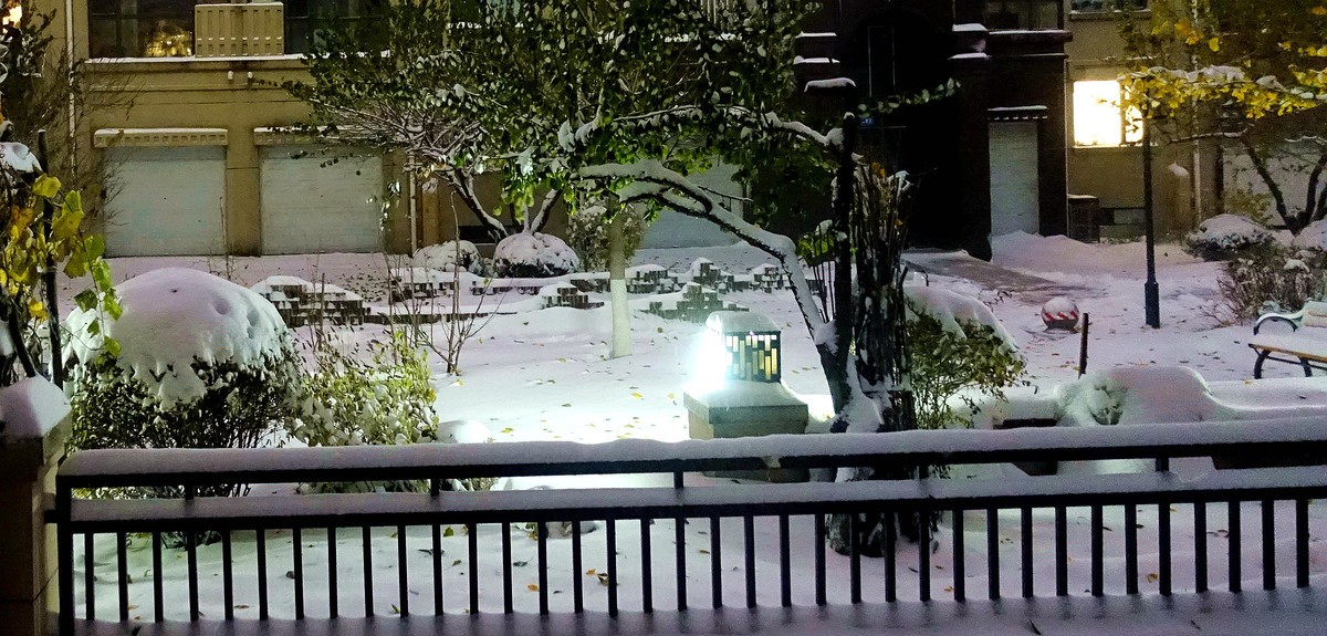立冬小区雪夜美