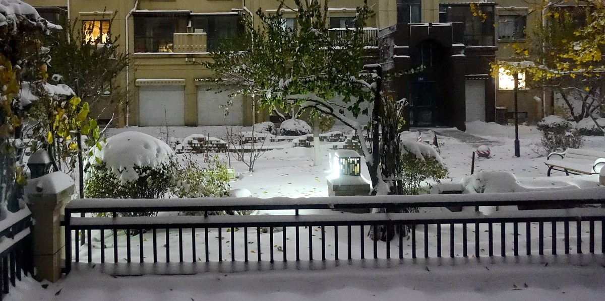 立冬小区雪夜美