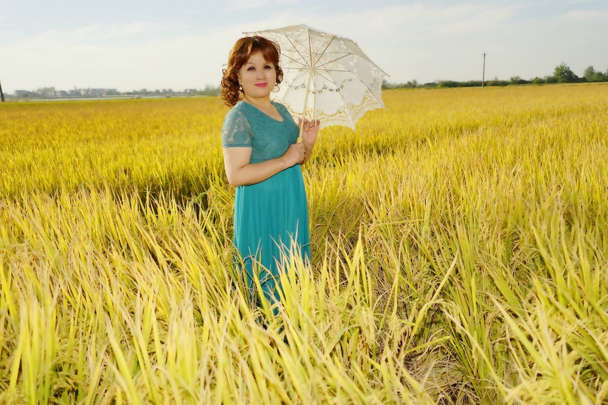 环境人像--稻田里的碟儿美女！