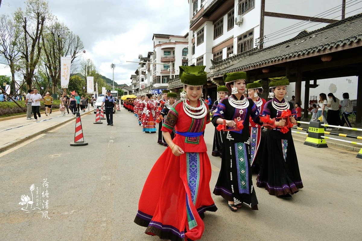 加油之城，美美安龙。第九届荷花节，民族文化巡游活动。