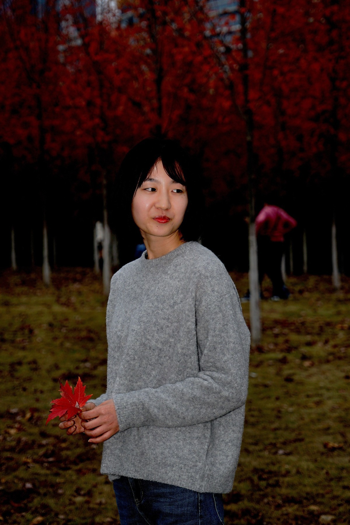 环境人像---深秋枫林中的美女！