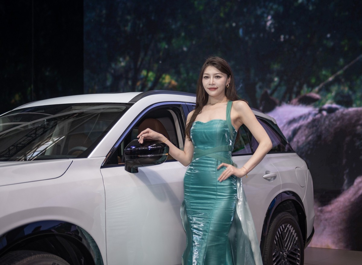天津国际汽车交易会上的美女车模