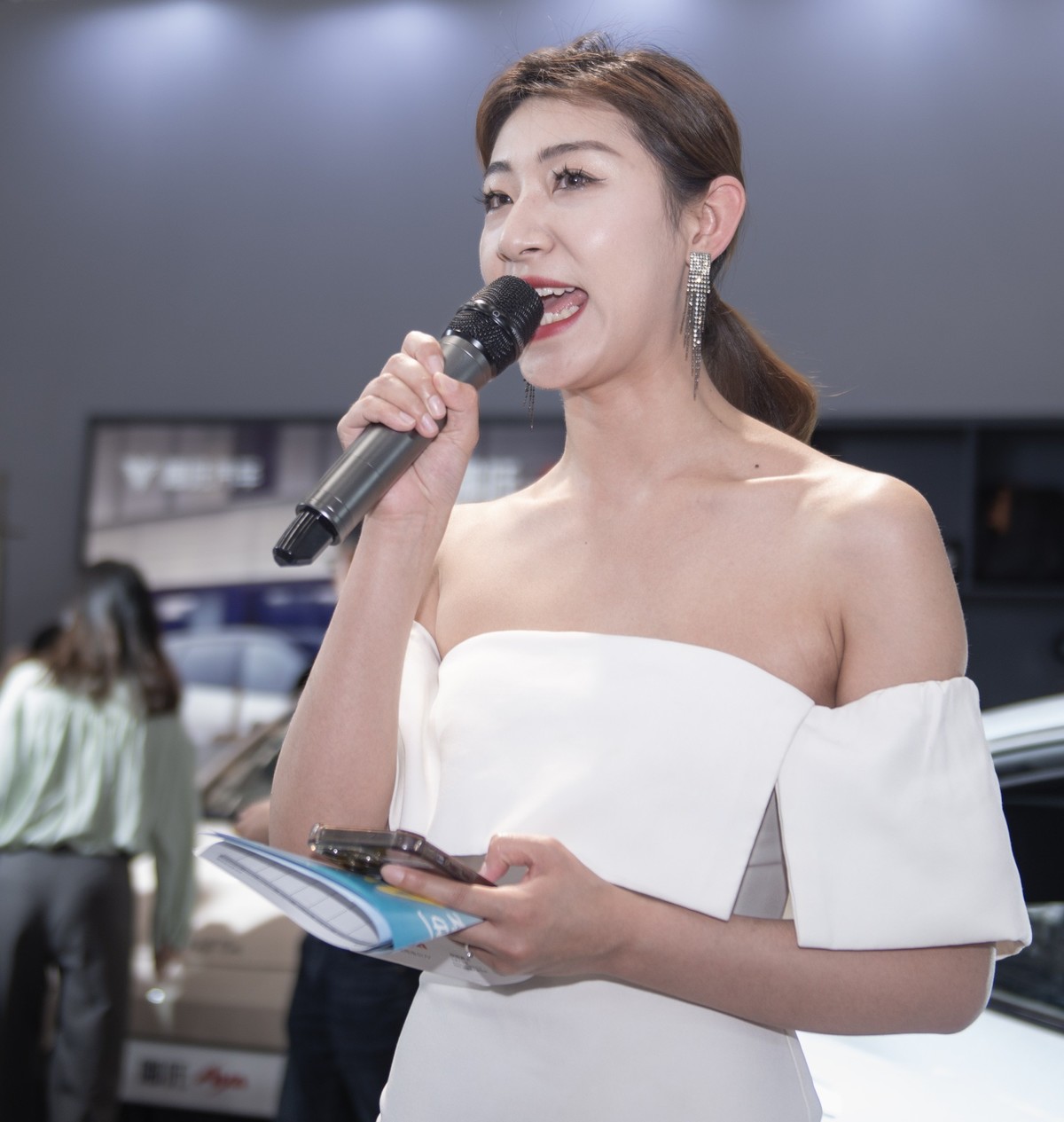 天津国际汽车交易会上的美女车模