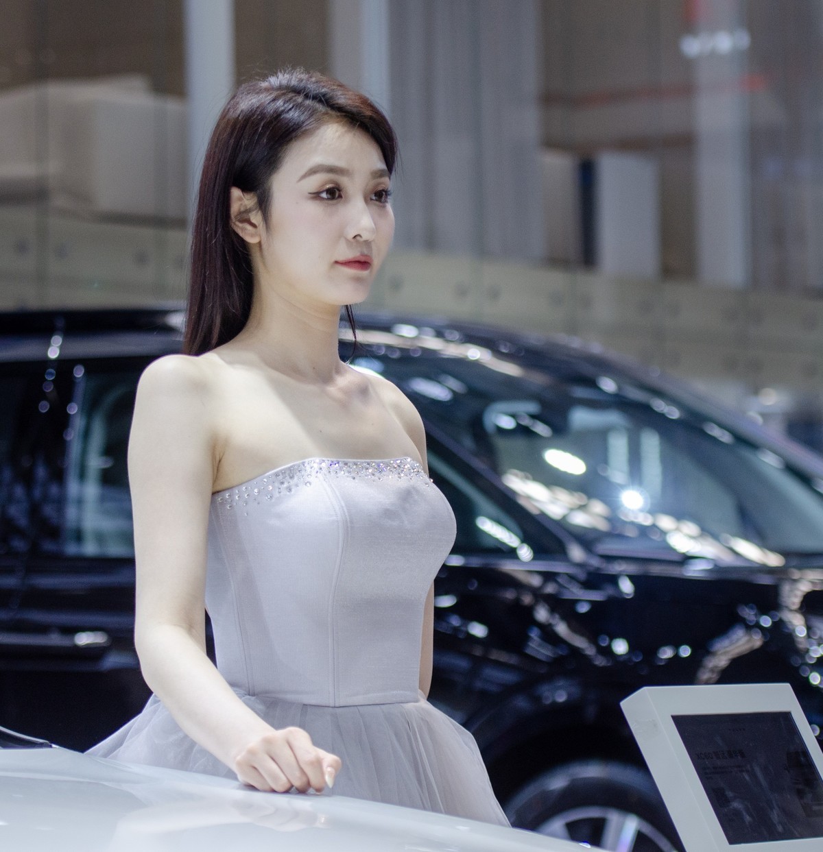 天津国际汽车交易会上的美女车模