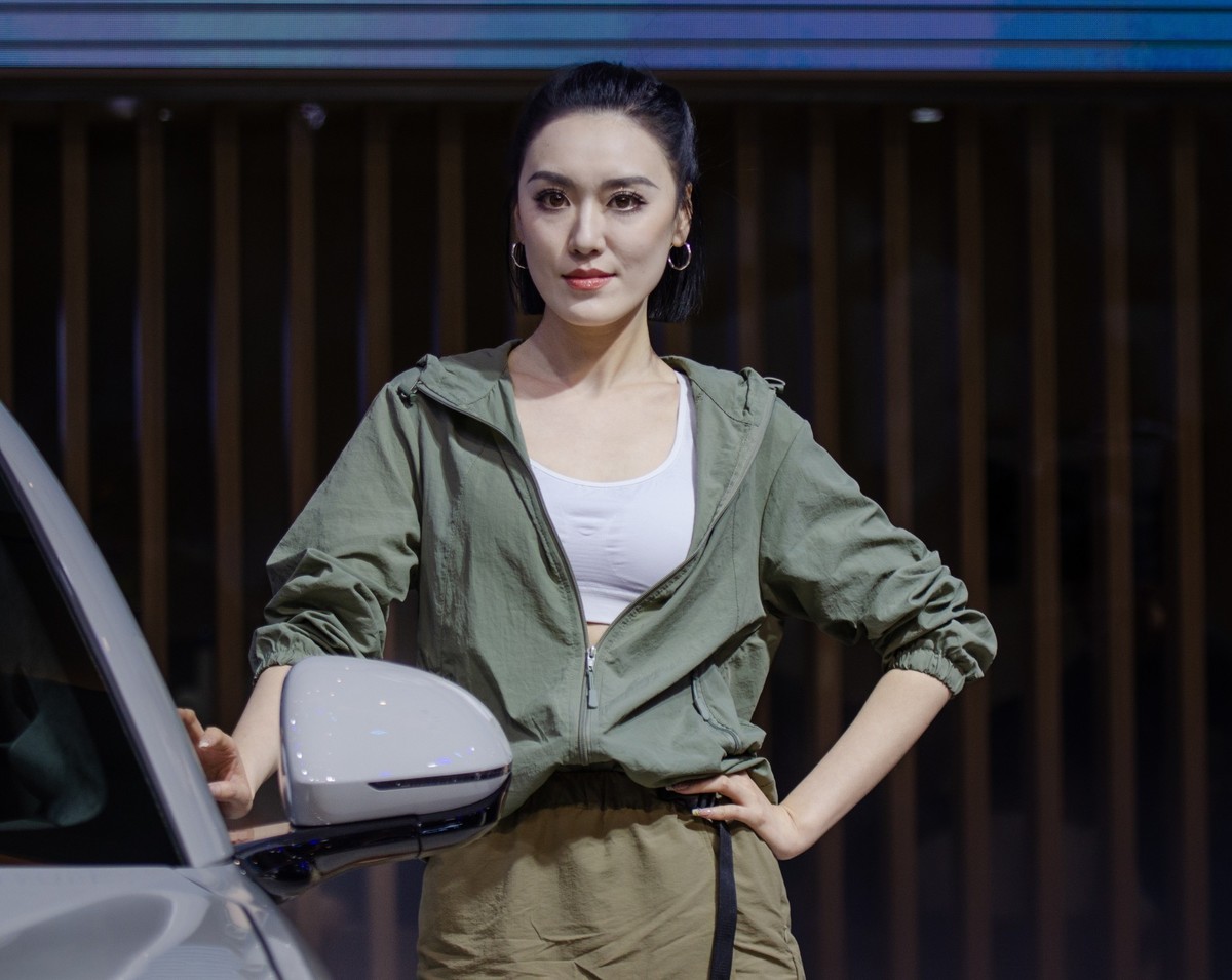 天津国际汽车交易会上的美女车模