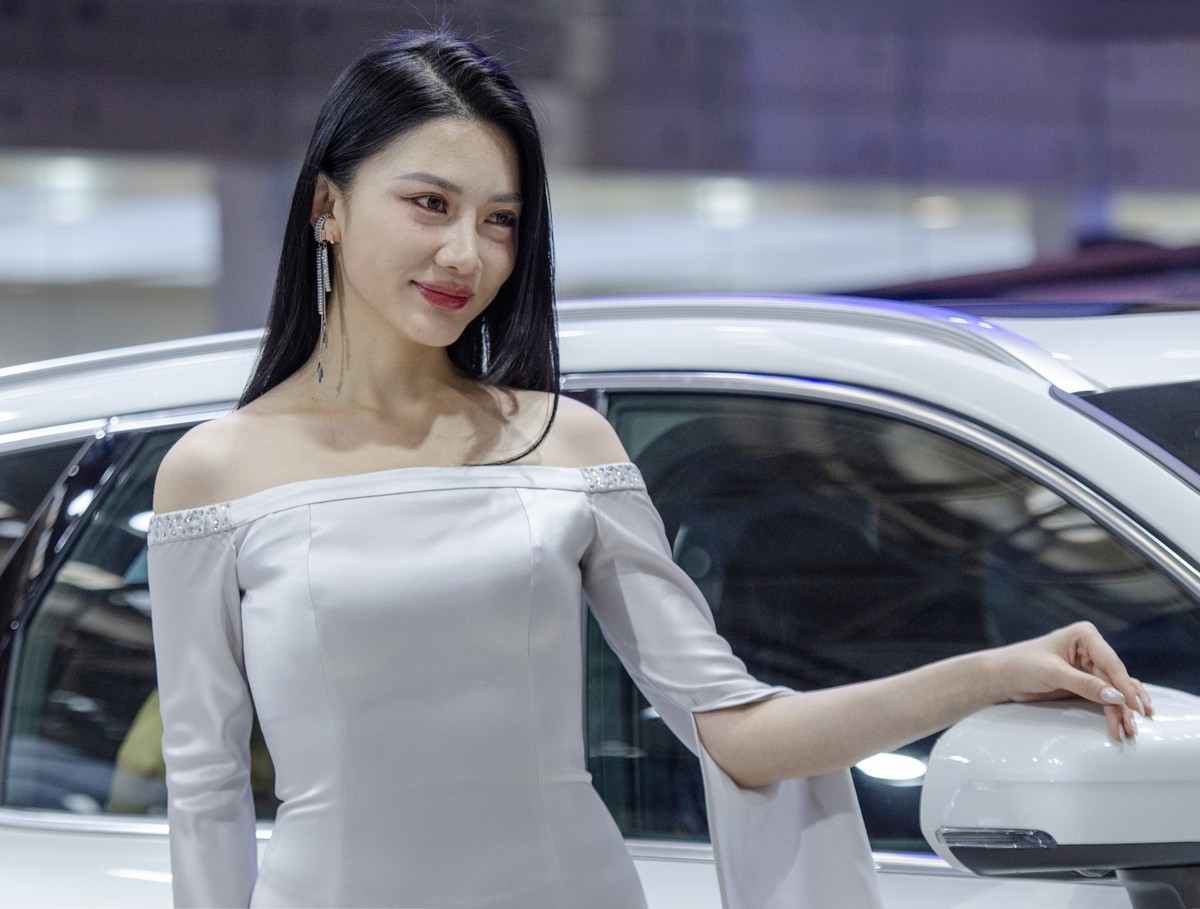 天津国际汽车交易会上的美女车模