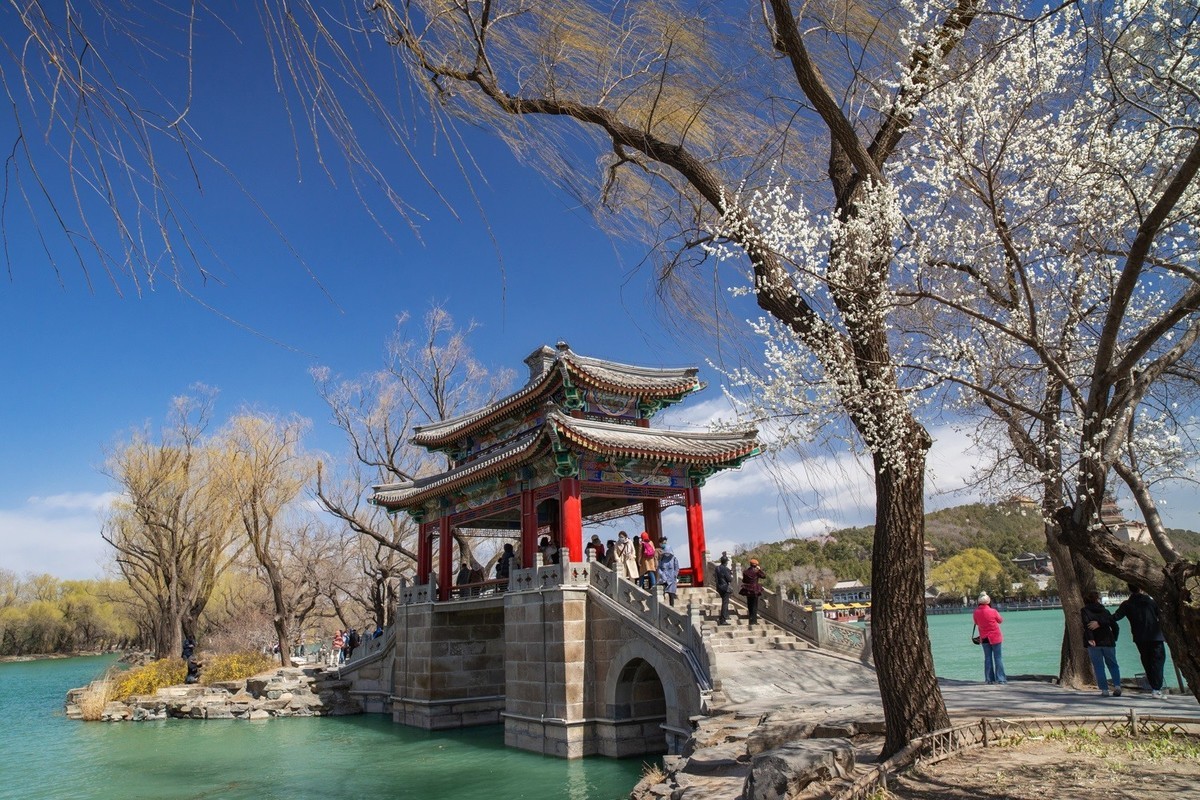 满园深浅色, 照在绿波中。