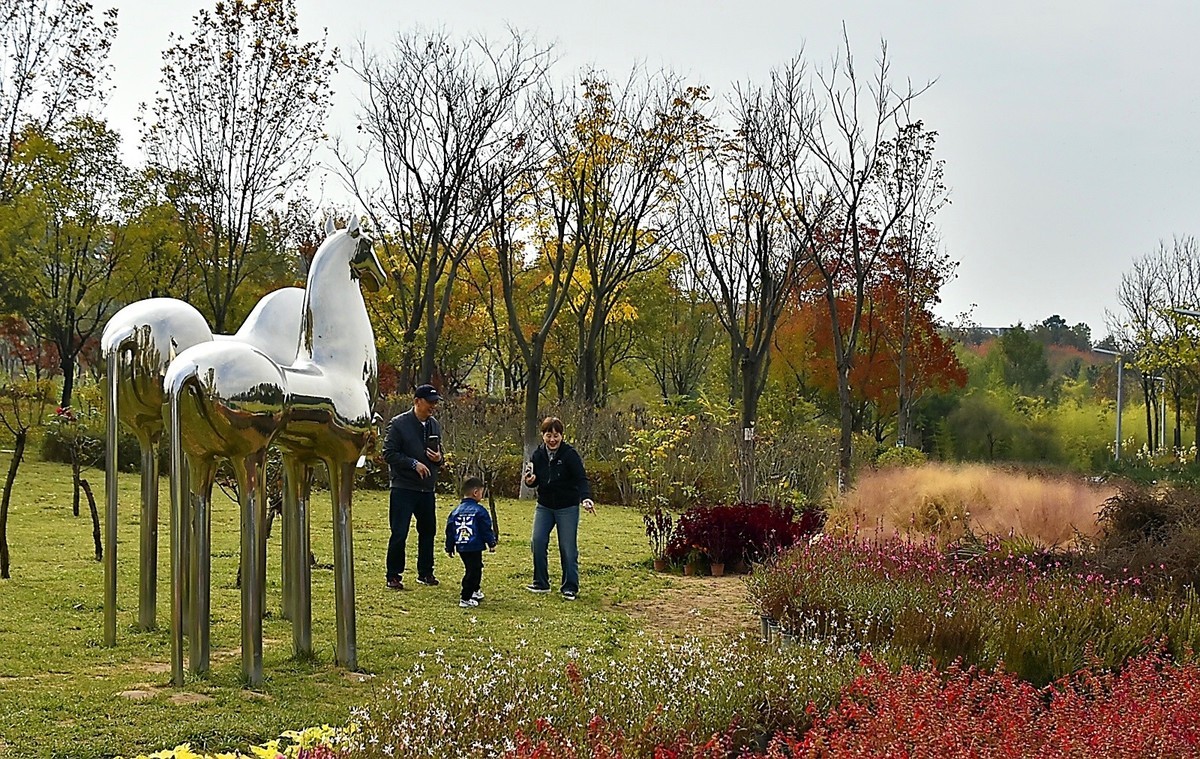 西安长安公园的秋季