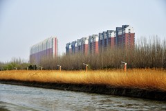 薄雾漫绕民兴河畔