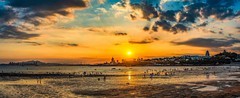 青岛第一海水浴场晚霞