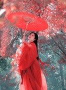 枫叶古风汉服环境人像