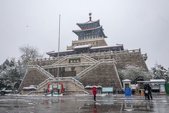 济南解放阁雪景