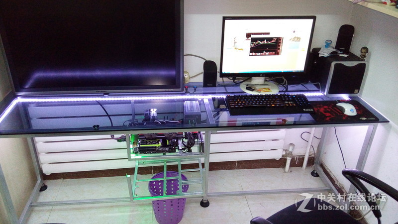 私人定制光污染机桌一体双人工作台