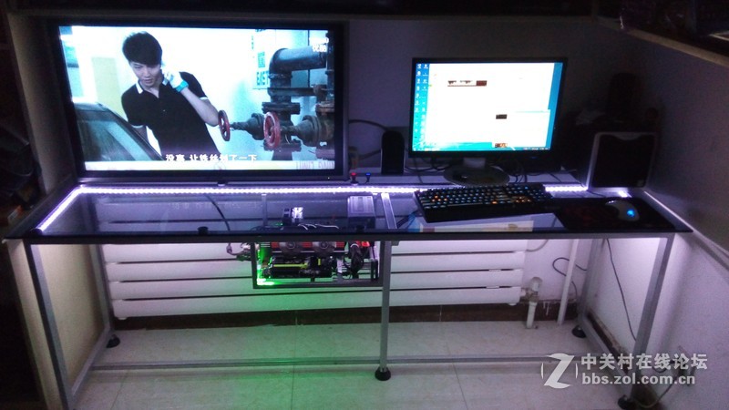 私人定制光污染机桌一体双人工作台