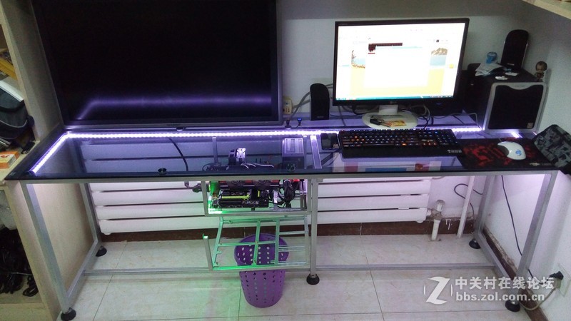 私人定制光污染机桌一体双人工作台