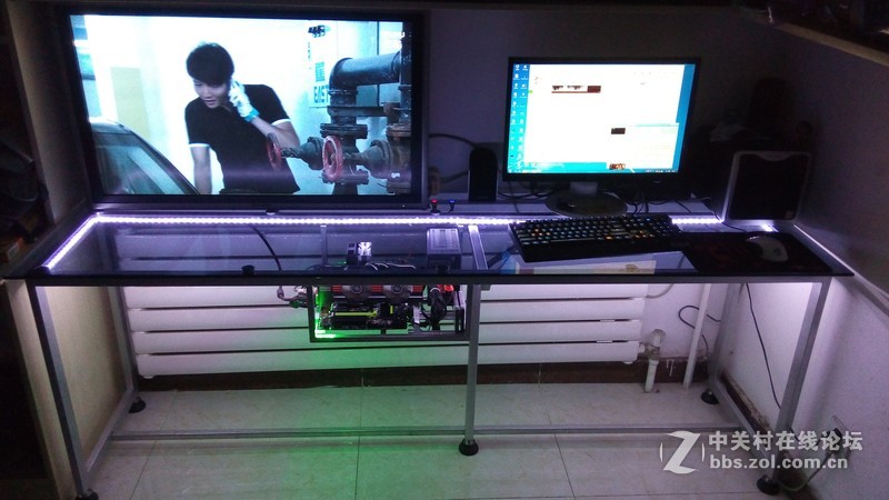 私人定制光污染机桌一体双人工作台