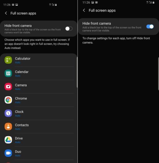 星空体育平台Galaxy S10可以设置隐藏前置摄像头挖孔功能