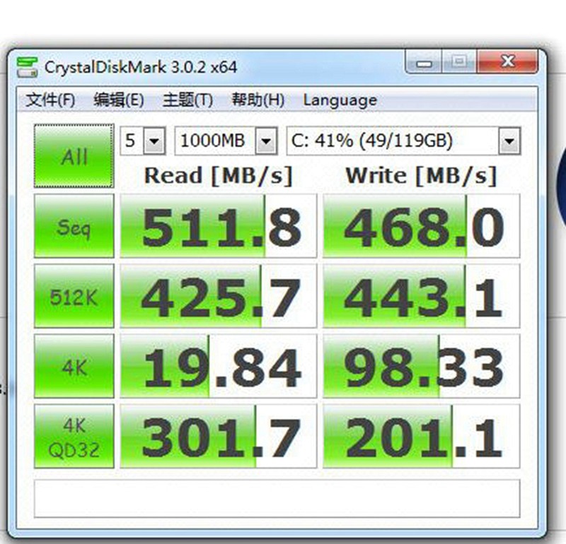 入手东芝Q-PRO 128G SSD，差一点就破千分了