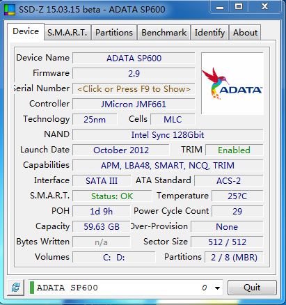 看看ADATA SP600 64GB SSD的测试情况,性能真的不敢恭维