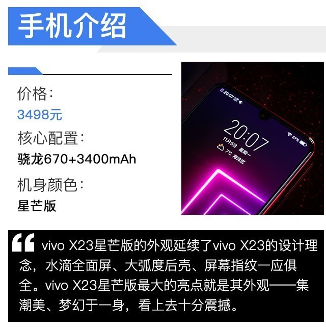 魅力光线动感十足 vivo X23才1400元 星芒版图赏