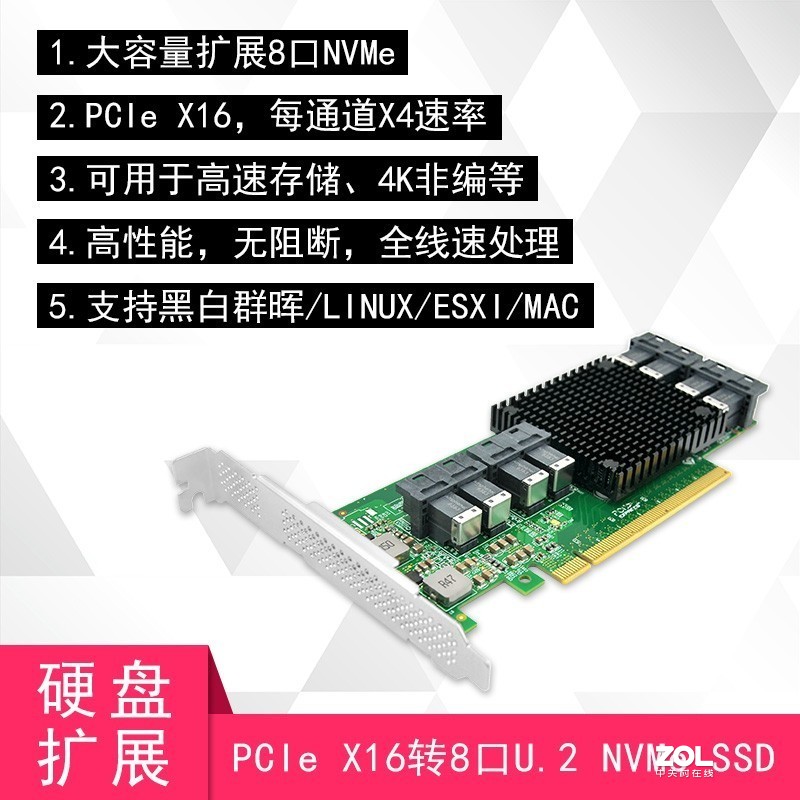 出售：8口NVME扩展卡
