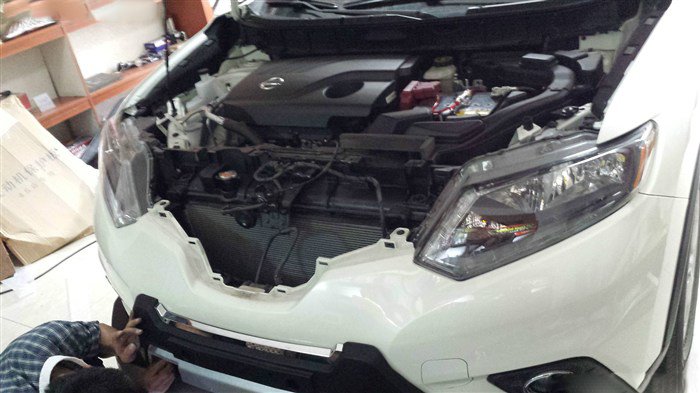 奇骏改装，安装车联网后视镜凌度A608、音响、前后护杠！