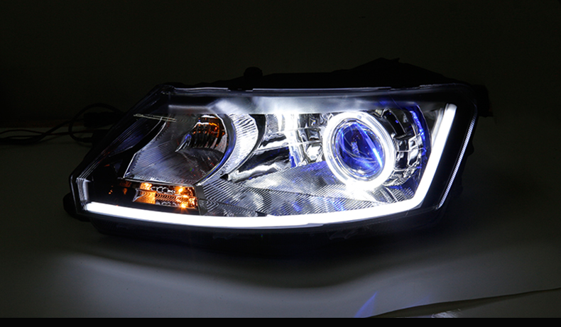 斯柯达昕锐大灯总成，改装双光透镜、天使眼、氙气灯、日行灯