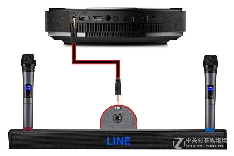 坚果G7投影仪智能投影机怎么连麦克风k歌